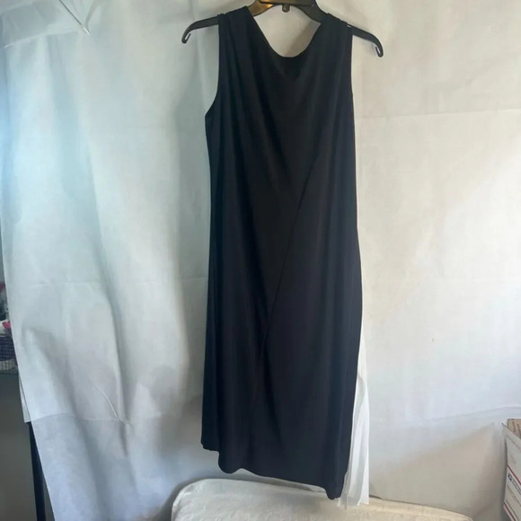 Cato Dress Formal Black w White Pleated Asymmetrical Flare on One Side Sz 14/16W - Picture 2 of 11